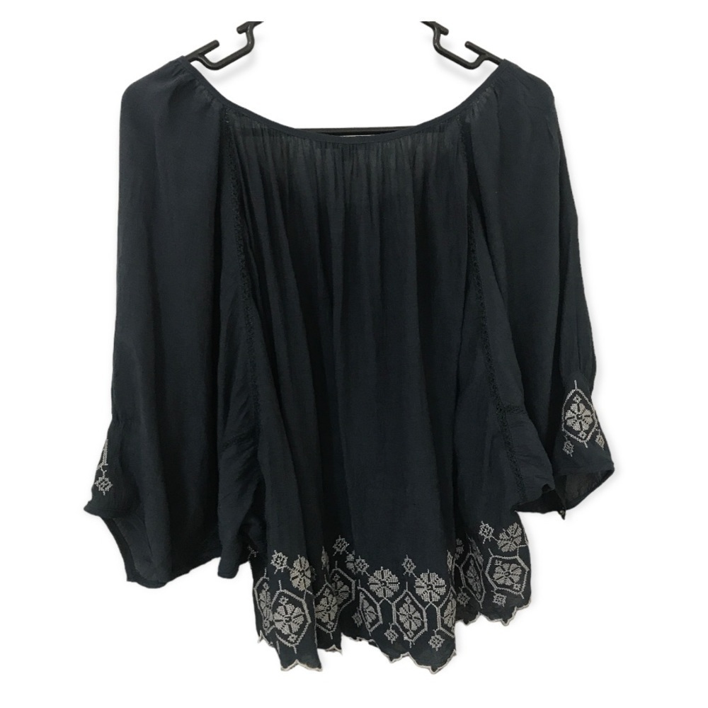 3/$15 Cecico blue boho wide dolman style sleeves top - Picture 2 of 11